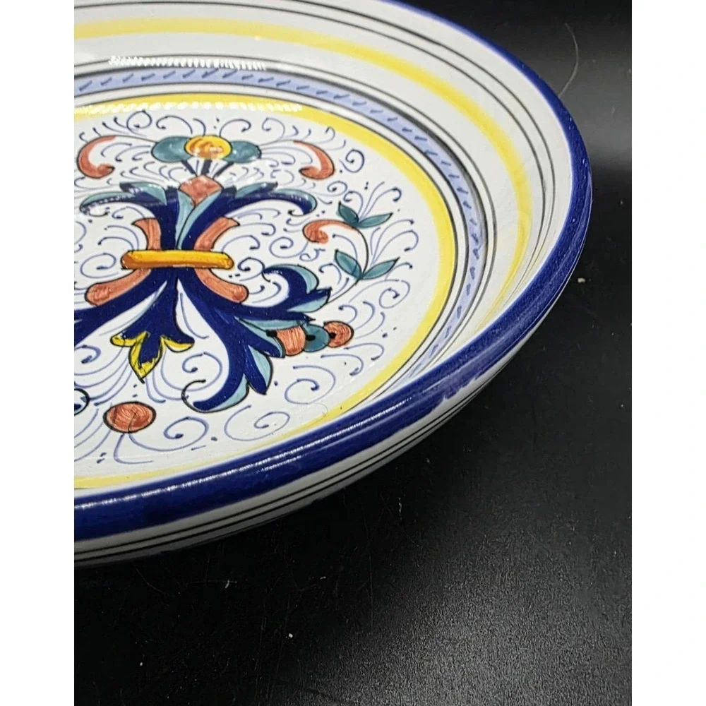 Vintage Italian Pottery Deruta Ricco Blue Pasta Salad Bowl 8